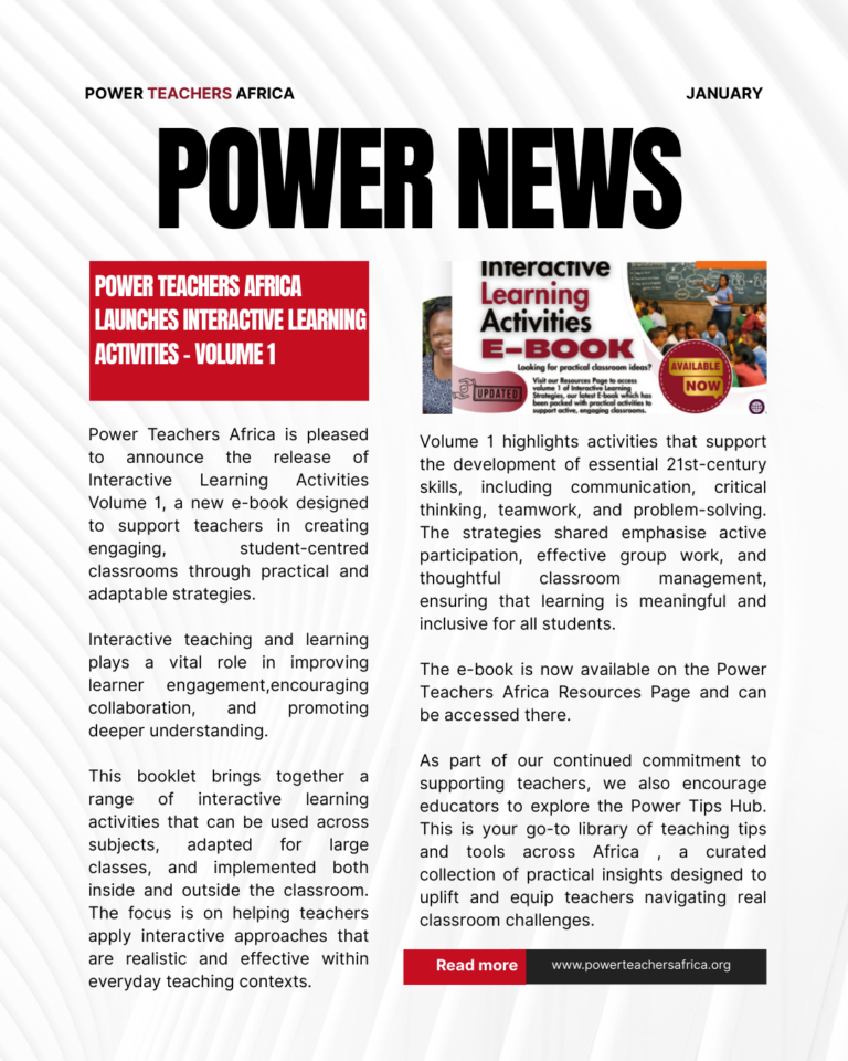POWER TEACHERS AFRICA LAUNCHES INTERACTIVE LEARNING ACTIVITIES – VOLUME 1
